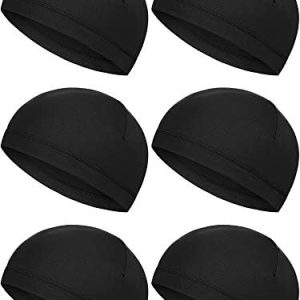 Boao 6 Pieces Skull Caps Helmet Liner Sweat Wicking Cap Running Hats Cycling Skull Caps for Men Women