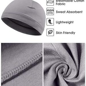 Syhood 4 Pieces Men Skull Caps Soft Cotton Beanie Sleep Hats Stretchy Helmet Liner Multifunctional Headwear for Men Women
